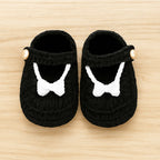 Handmade Black Newborn Baby Crochet Shoes