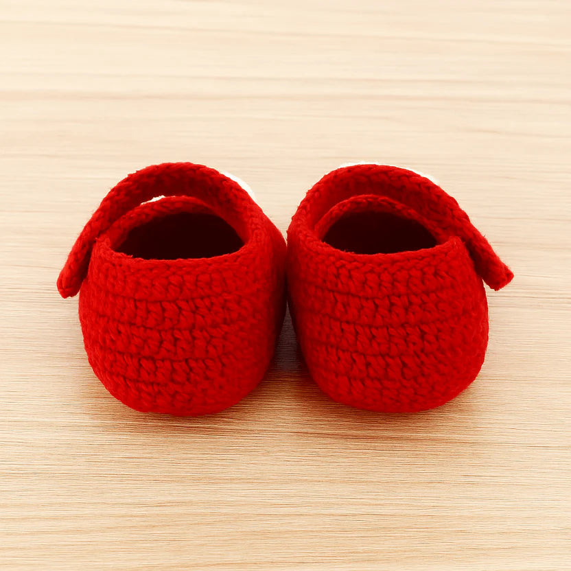 Handmade Red Newborn Baby Crochet Shoes