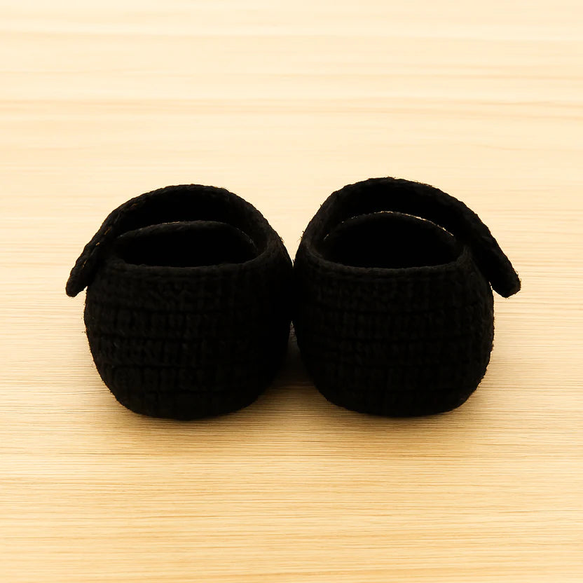 Handmade Black Newborn Baby Crochet Shoes