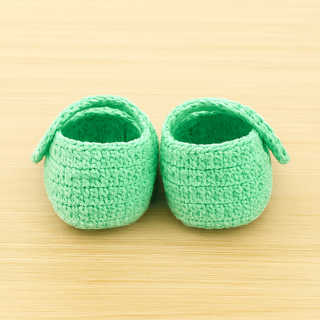 Handmade green Newborn Baby Crochet Shoes